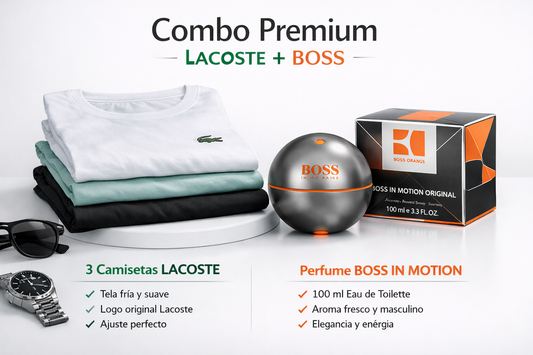Loción Boss + Pack Camisetas x3 (Lacoste)