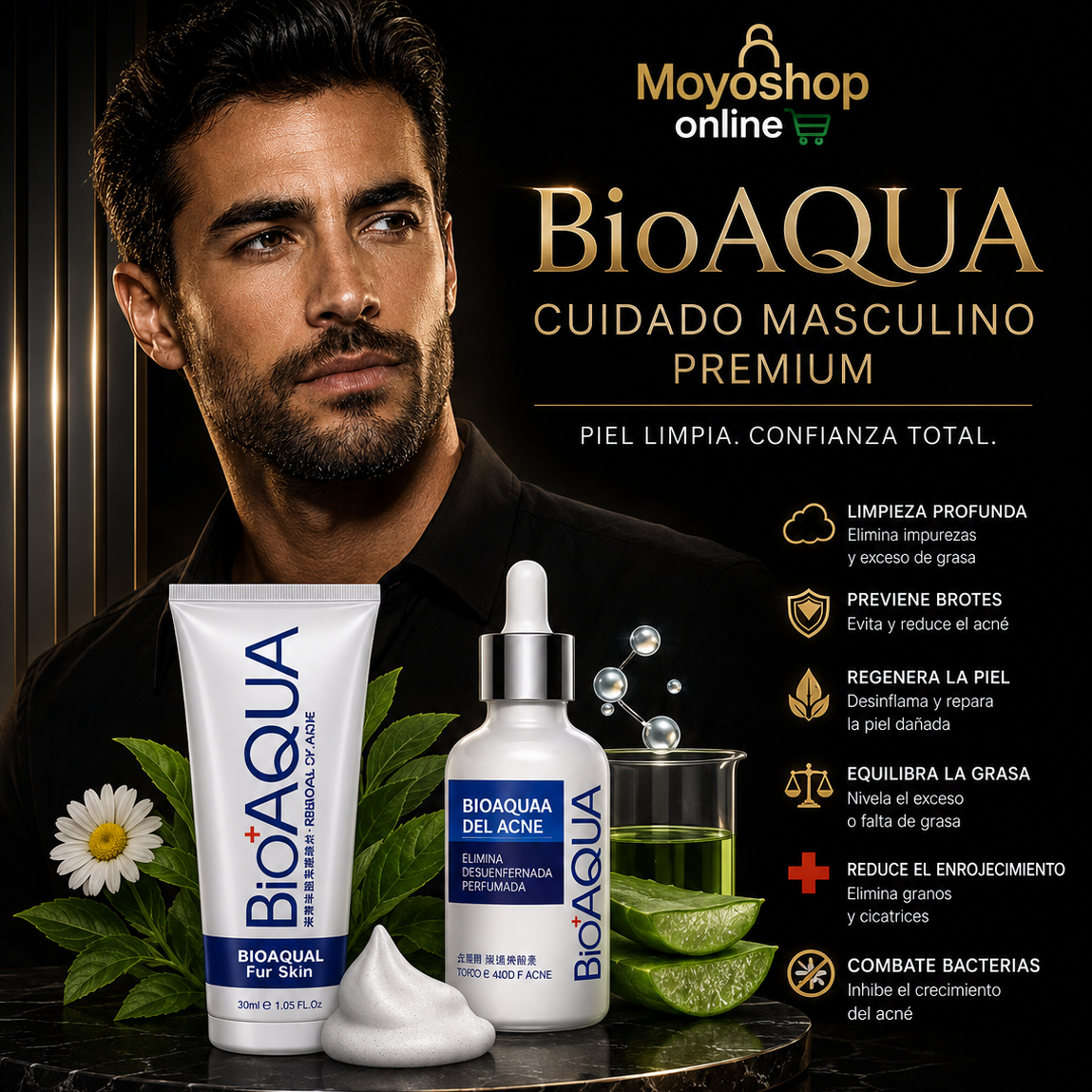 Jabón Facial Purificante BioAQUA Men + Serum