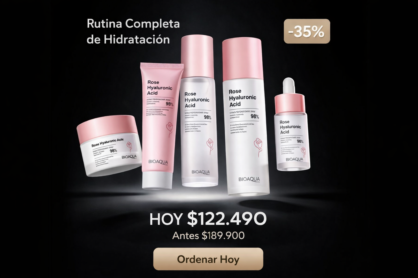 Kit X5 Rutina de Rosas + Ácido Hialurónico BIOAQUA