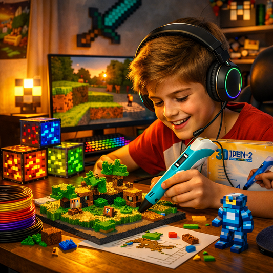 Combo Lampara Minecraft + Lápiz De Impresión En 3D