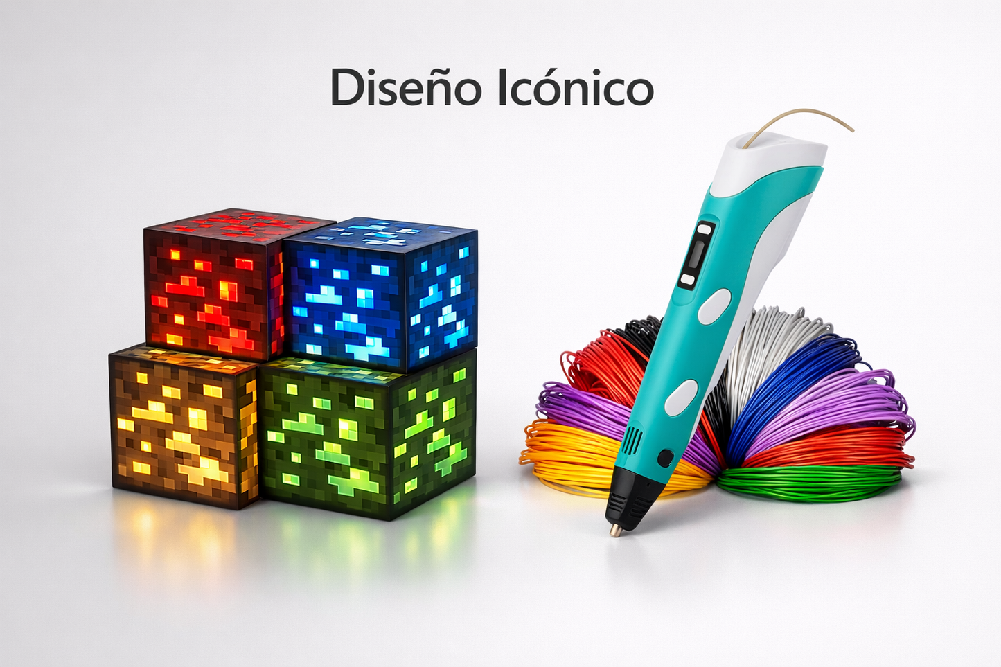 Combo Lampara Minecraft + Lápiz De Impresión En 3D