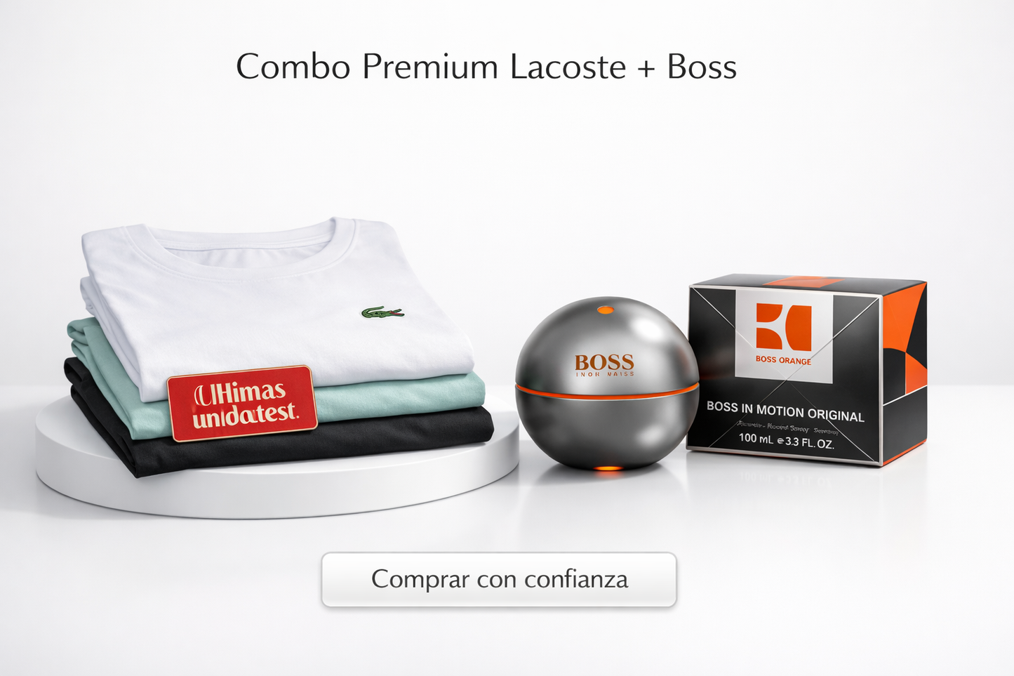 Loción Boss + Pack Camisetas x3 (Lacoste)