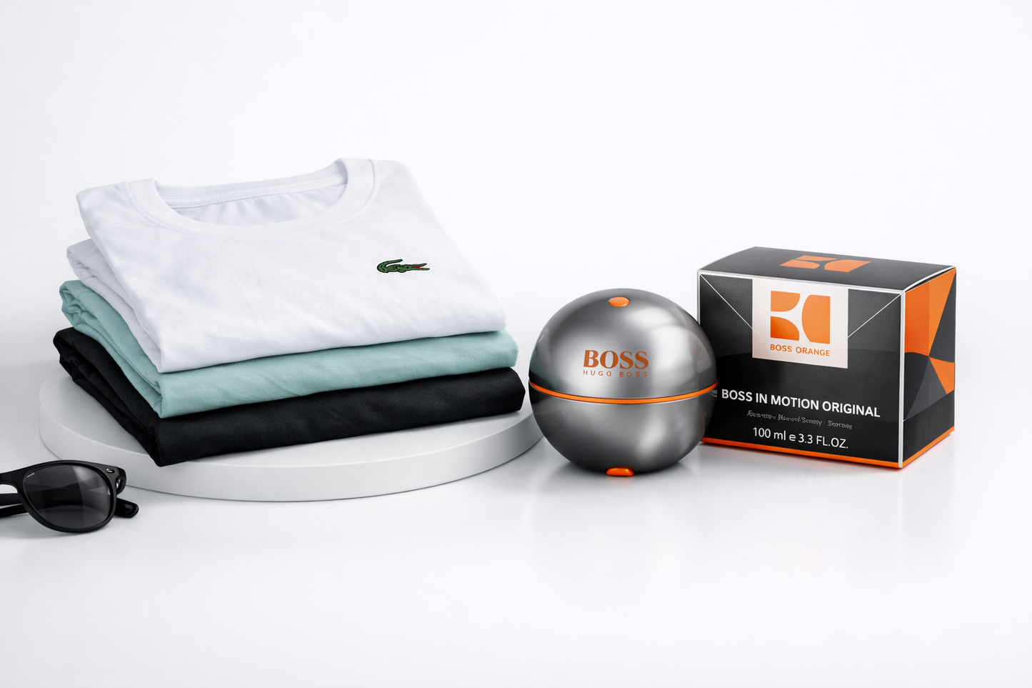 Loción Boss + Pack Camisetas x3 (Lacoste)